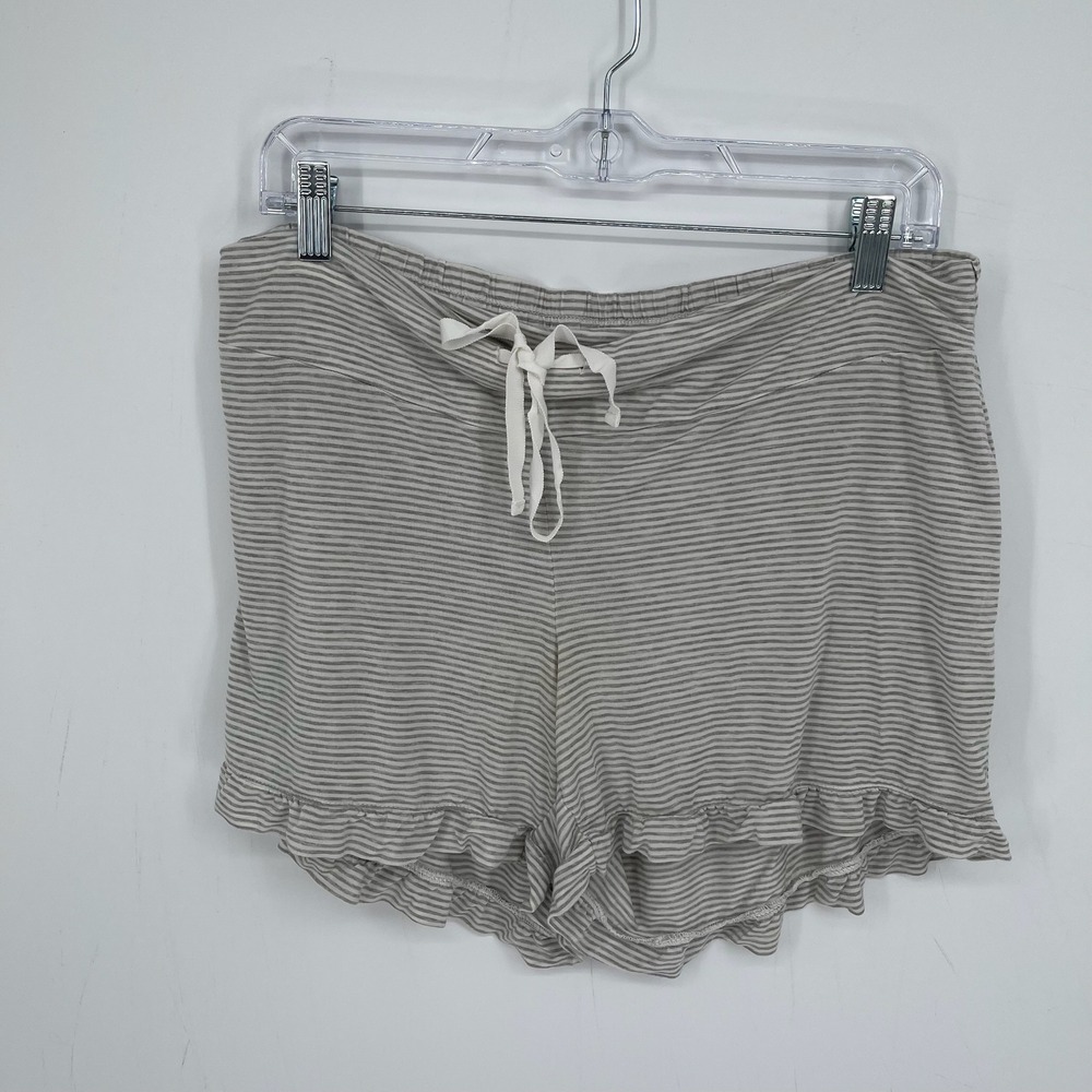 Gap Maternity Women's Gray Striped Ruffle Hem Stretch Sleep Pajama Shorts Size M